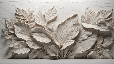 Панно AG-VL-010, Voluminous leaves, Design Studio 3D